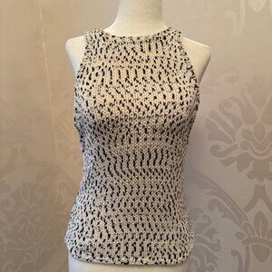 ALC Knit Tank Top – White & Black – Cashmere/Silk/Modal – Size L